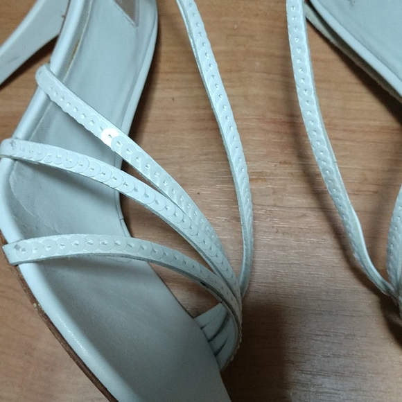 #6 F LEATHER SEQUINNED Michael Kors Strappy Heels ITALIAN HANDCRAFTED - Picture 3 of 7